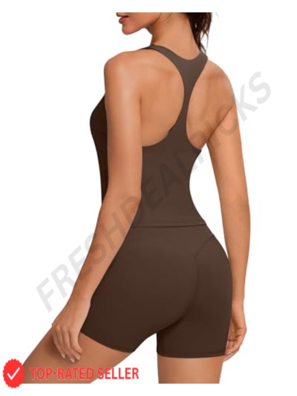 Women's Workout Set Tank Top Built-in Bra & Biker Shorts